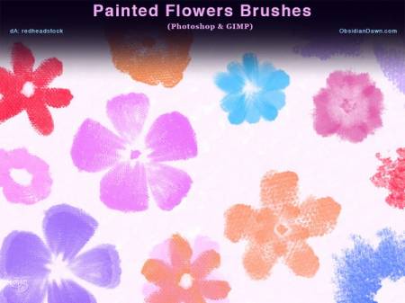 кисти для GIMP и Photoshop нарисованные цветы